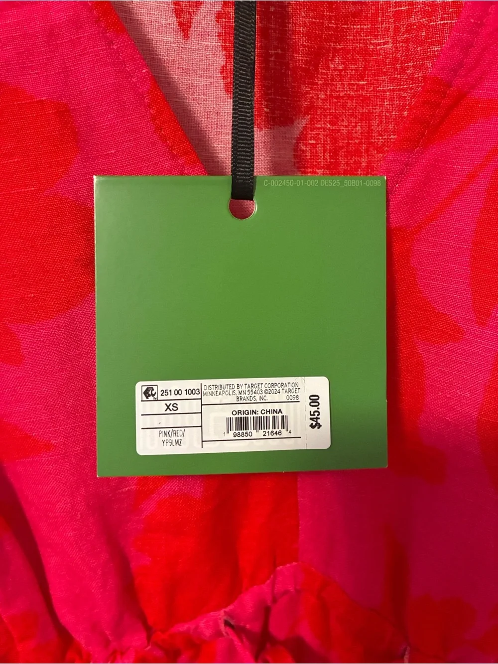 kate spade New York x Target Pink and Red Floral V-Neck Drawstring Dress